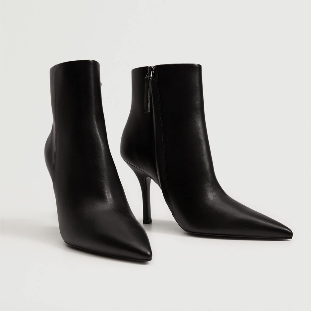 Mango pointed skinny heeled ankle boots in black EU 37